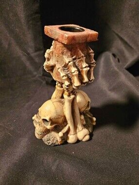 Goth Skull And Crossbones Candle Holder